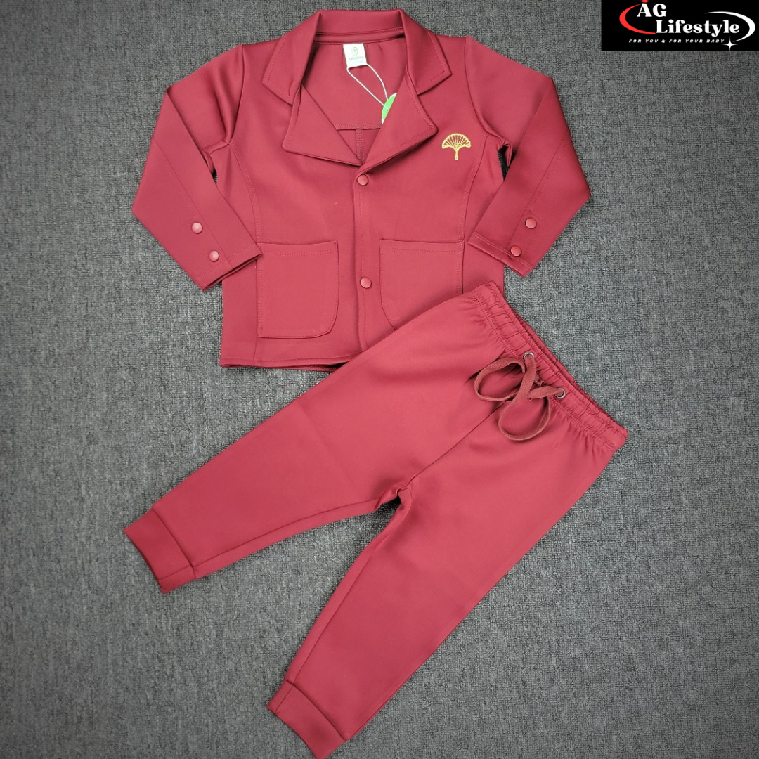 Exclusive Boys Blazer Set- Meroon