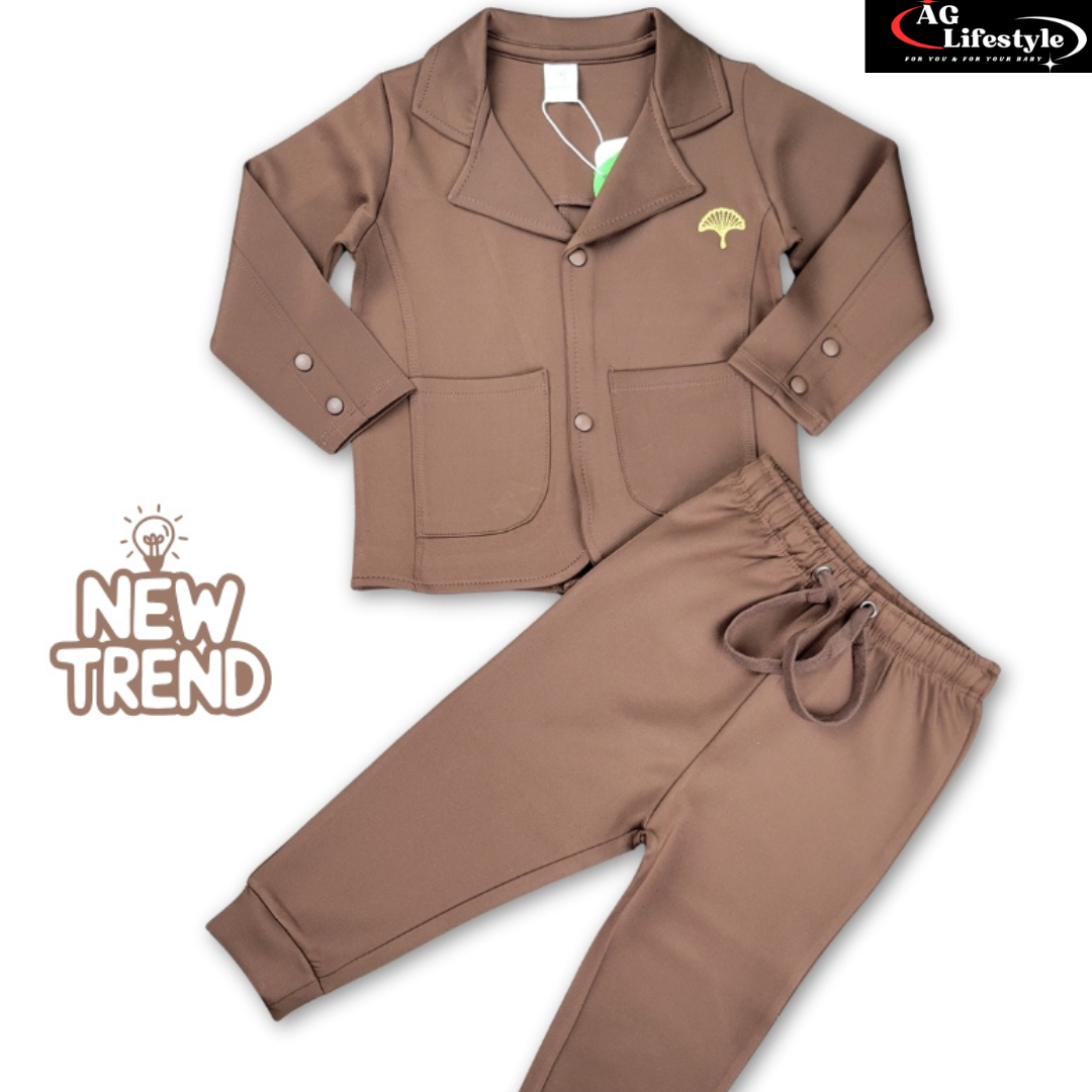 Exclusive Boys Blazer Set- Coffee