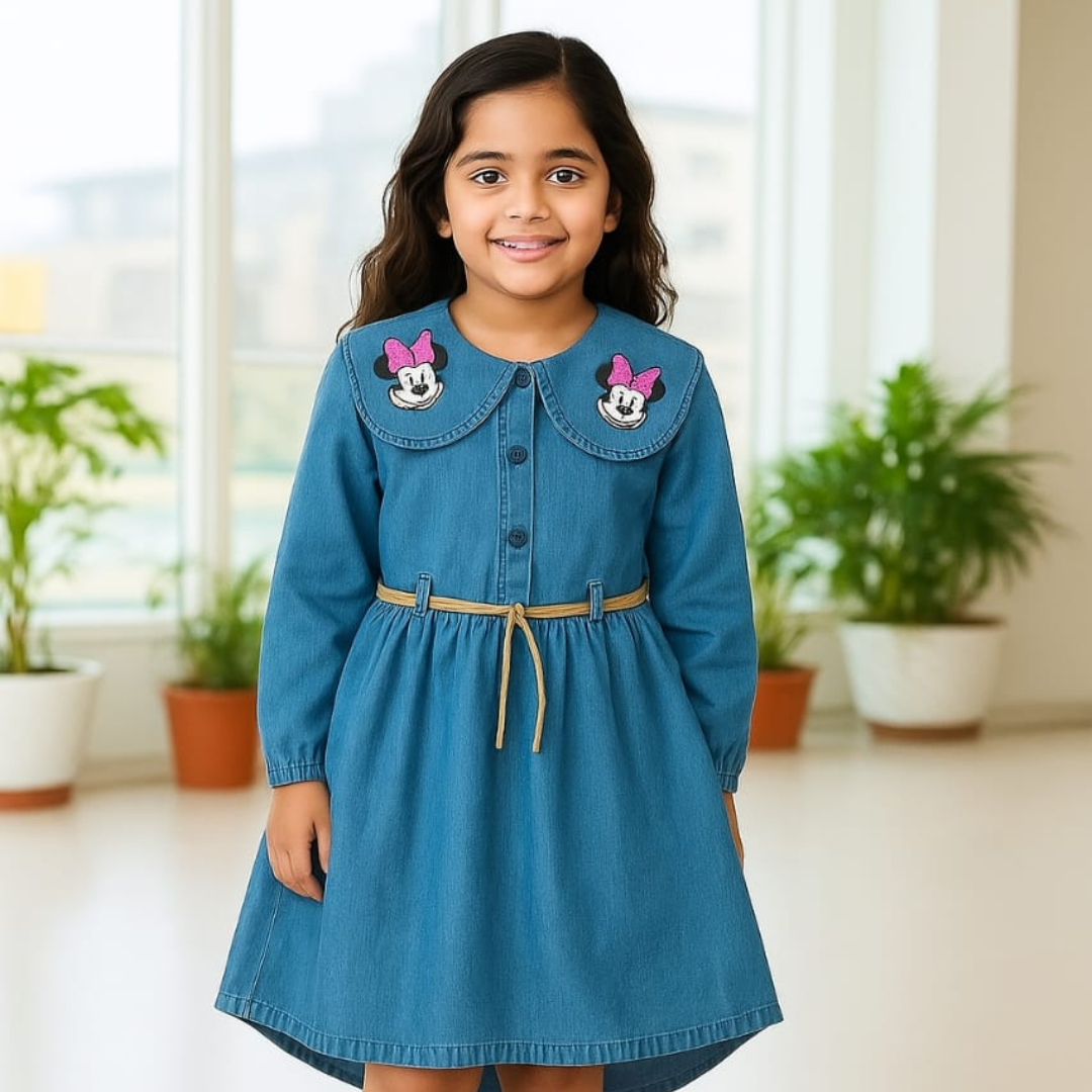 Grils Mickey Mouse full Hata Denim tops- 1003