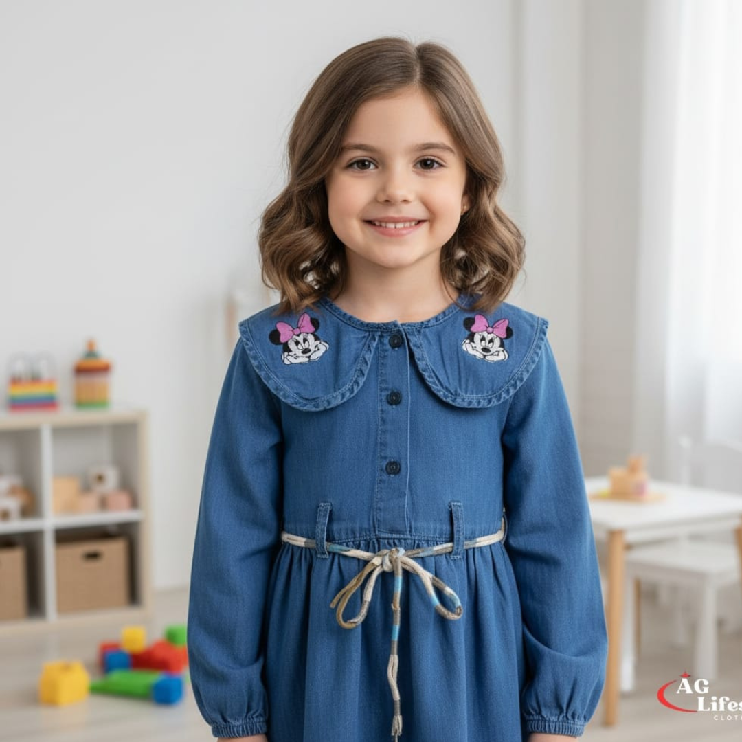 Girl's Full Sleeve Denim Frog-1001