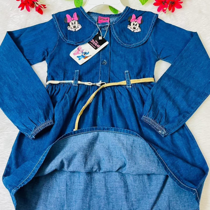 Girl's Mickey Mouse full Hata Denim tops-1001