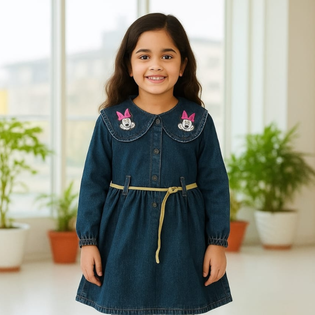 Girl's Mickey Mouse full Hata Denim tops-1004