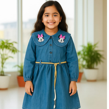 Girl's Mickey Mouse full Hata Denim tops-1001