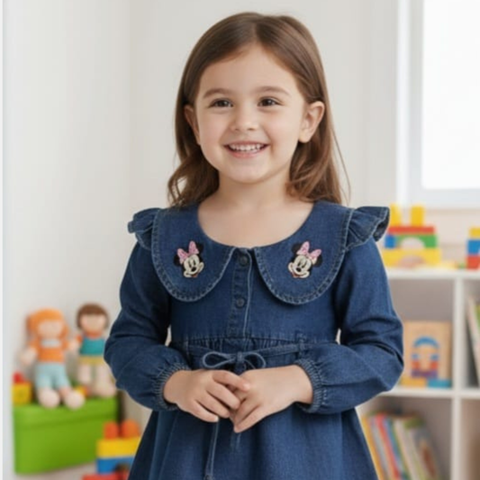 Girl's Full Sleeve Denim Frog-1004