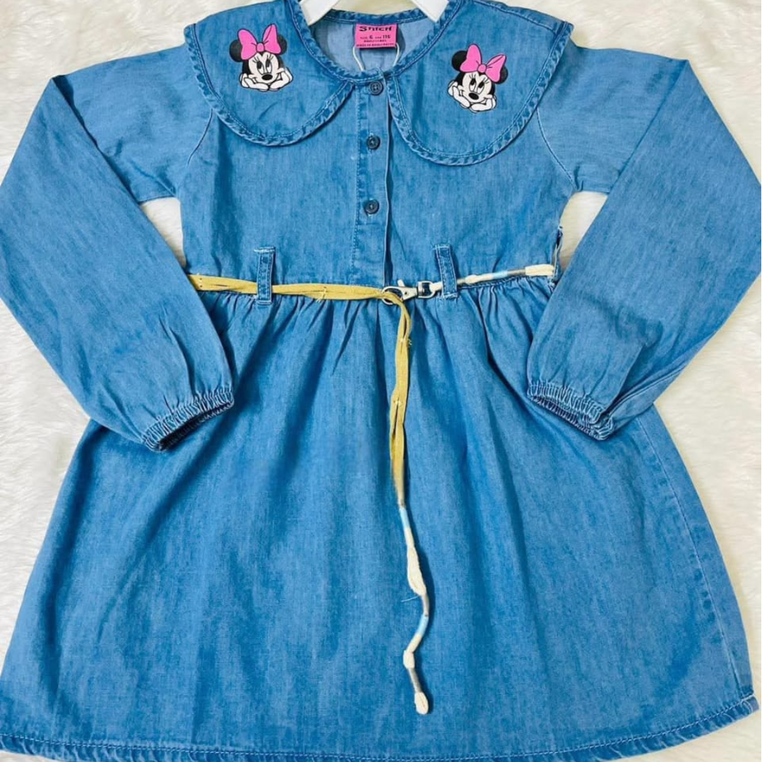 Grils Mickey Mouse full Hata Denim tops- 1003