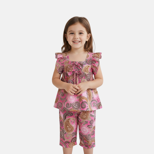 Girl,s fancy Top bottom Half Sleeve Set.Code-156