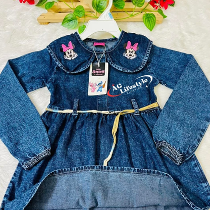 Girl's Full Sleeve Denim Frog-1001