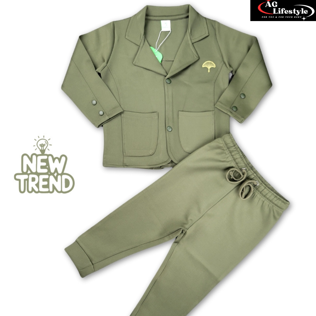 Exclusive Boys Blazer Set- Oliv