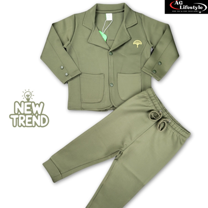 Exclusive Boys Blazer Set- Oliv