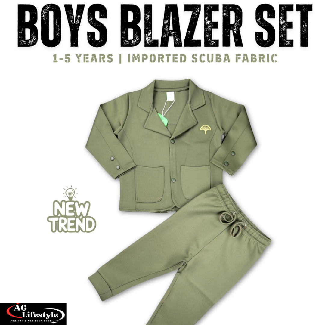 Exclusive Boys Blazer Set- Oliv