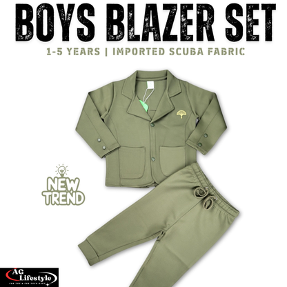 Exclusive Boys Blazer Set- Oliv