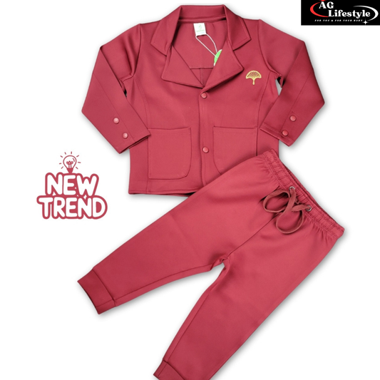 Exclusive Boys Blazer Set- Meroon