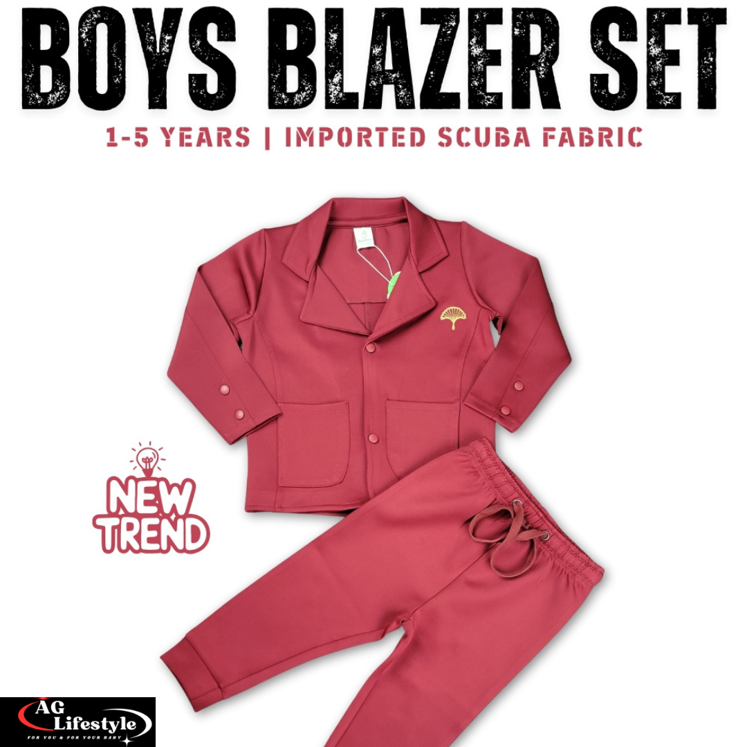 Exclusive Boys Blazer Set- Meroon