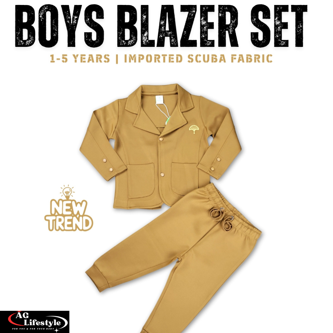 Exclusive Boys Blazer Set- Brown
