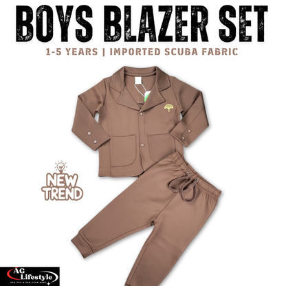 Exclusive Boys Blazer Set- Coffee