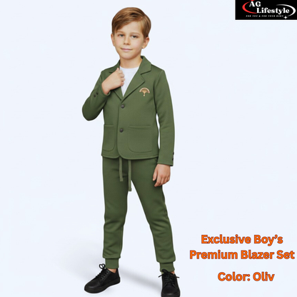 Exclusive Boys Blazer Set- Oliv