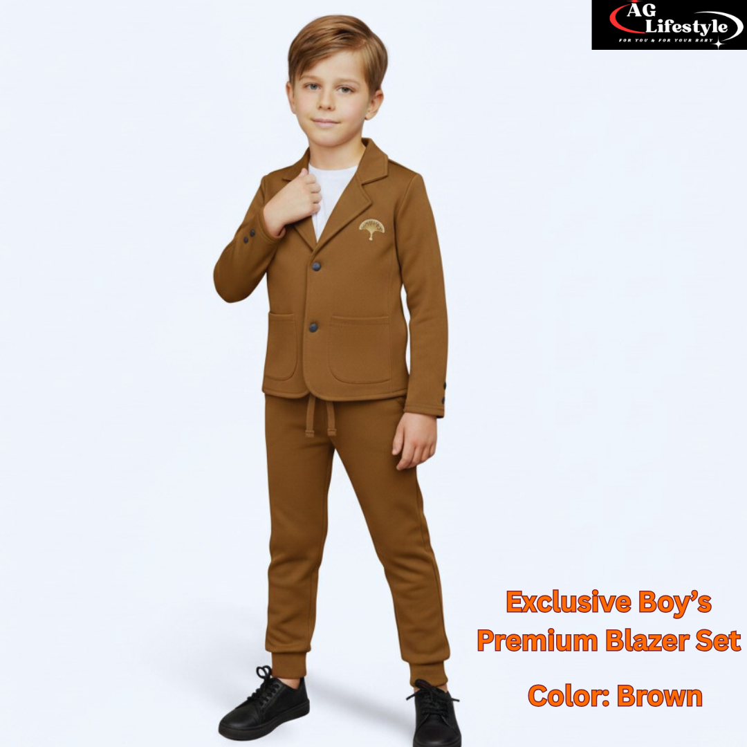 Exclusive Boys Blazer Set- Brown