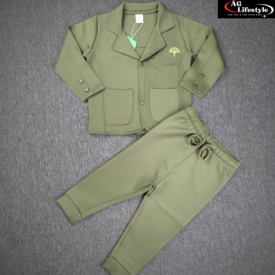 Exclusive Boys Blazer Set- Oliv