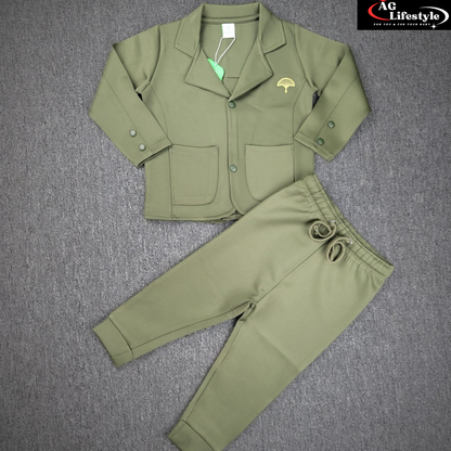 Exclusive Boys Blazer Set- Oliv
