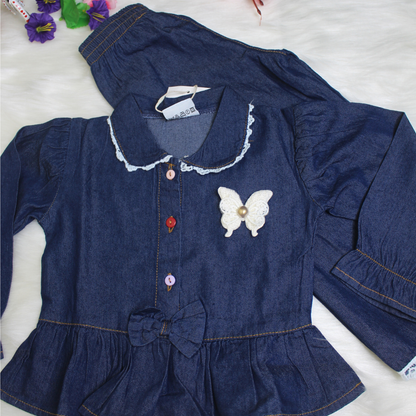 Girls' Denim Fancy Full Sleeve Set - 301