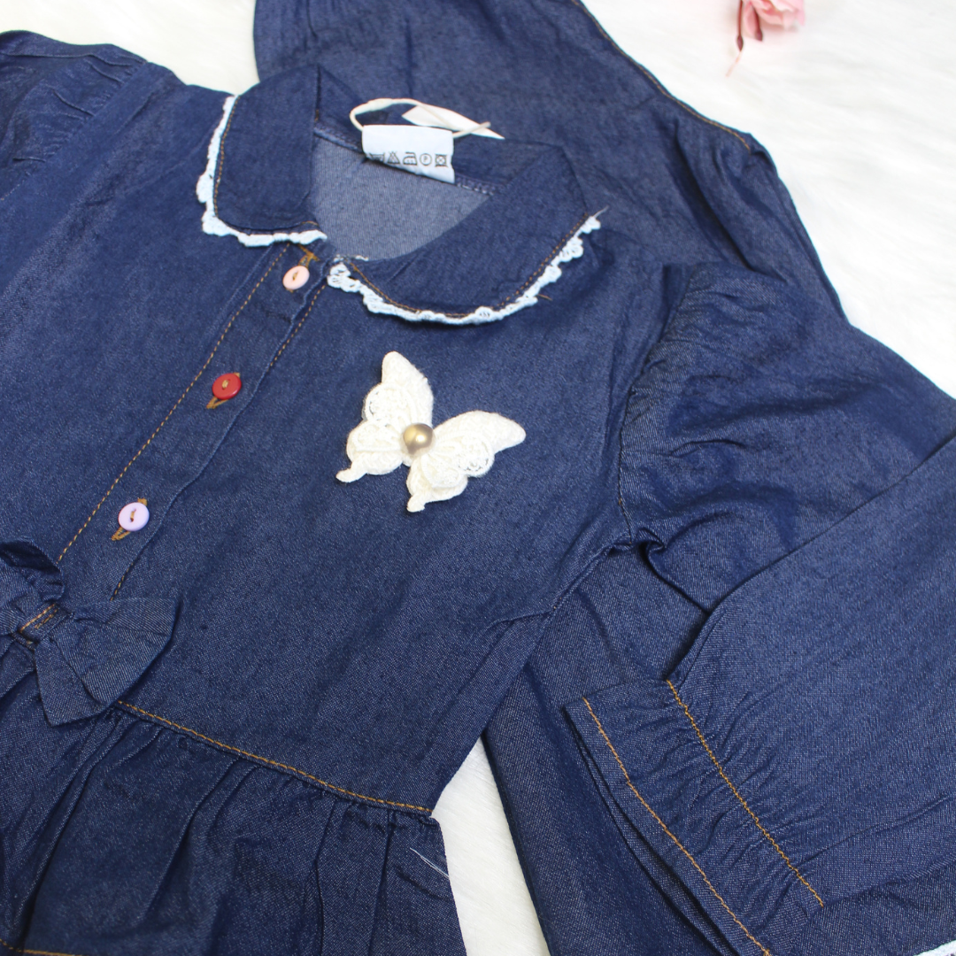 Girls' Denim Fancy Full Sleeve Set - 301