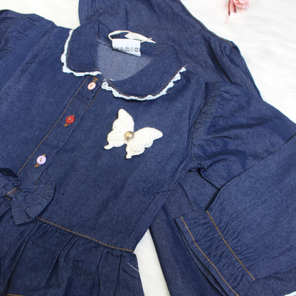 Girls' Denim Fancy Full Sleeve Set - 301