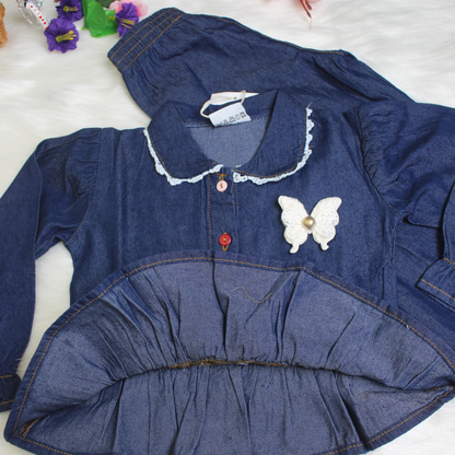 Girls' Denim Fancy Full Sleeve Set - 301