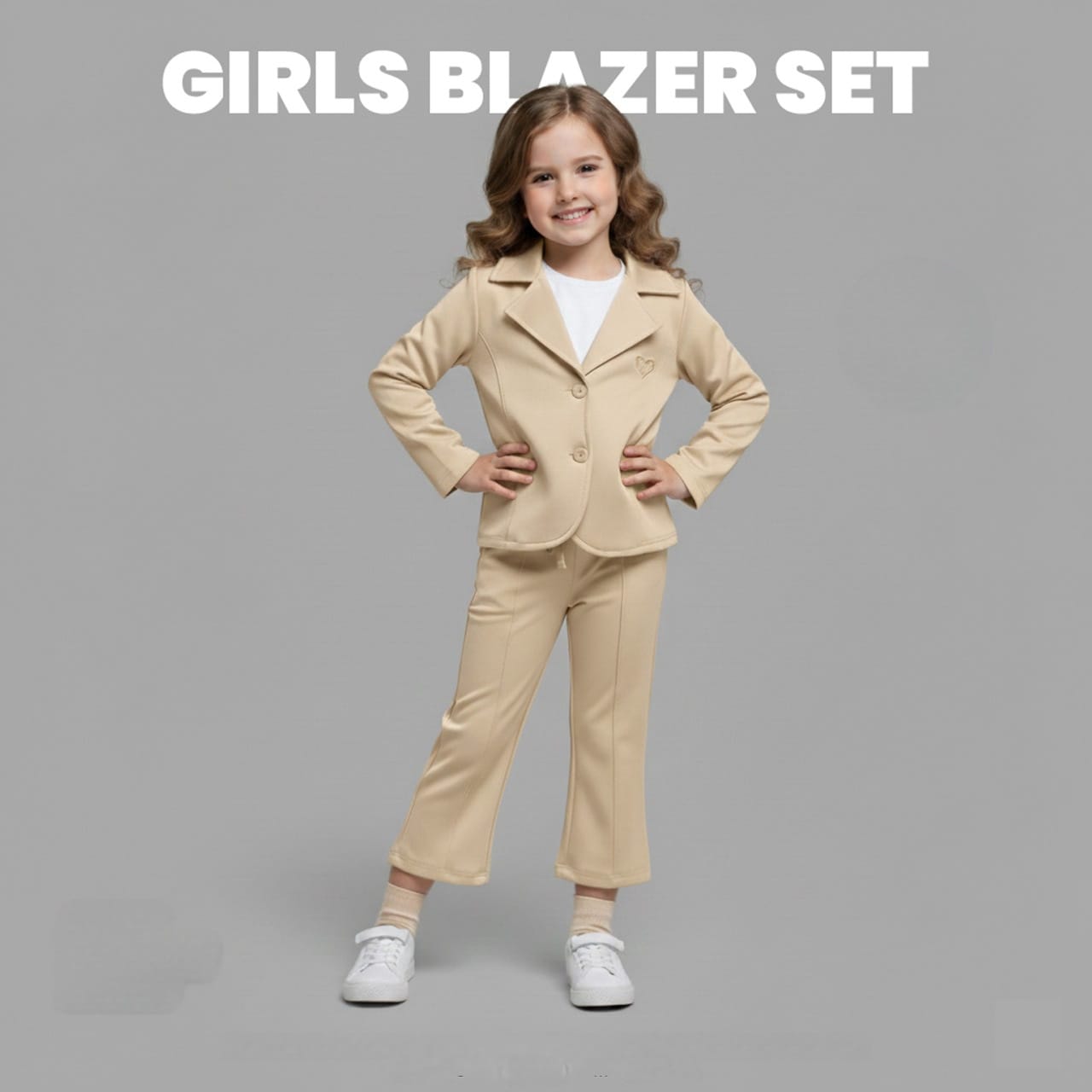 Exclusive Girl’s Premium Blazer Set Cream