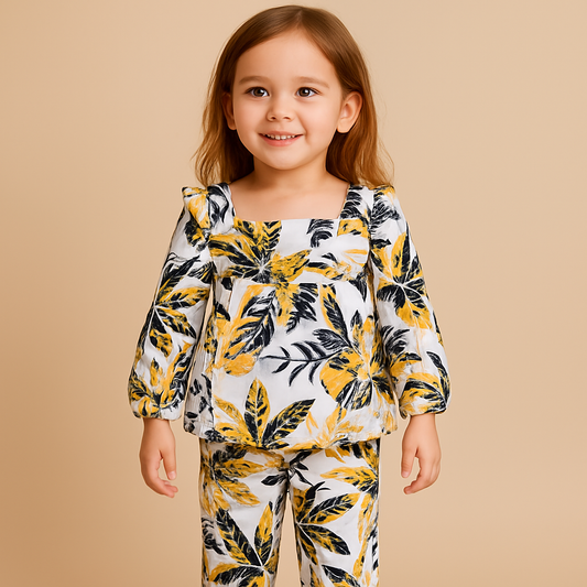 Girl,s fancy Top bottom Full Sleeve Set - 107